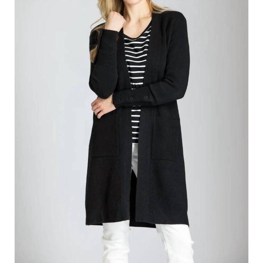 NEW APNY open front with button detail cardigan in black